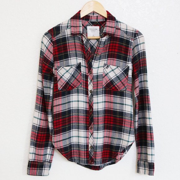 Abercrombie & Fitch Tops - Abercrombie & Fitch Women's Plaid Checker Button Up Long Sleeve Flannel Shirt XS
